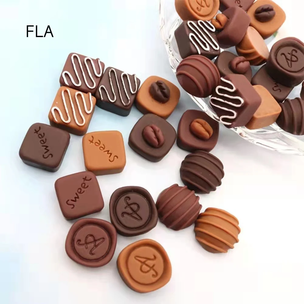 10pcs/Bag Resin Chocolate Miniatur Decor Resinous Fairy House Decoration Home Miniature Food Play Decor Diy Phone Case Decor