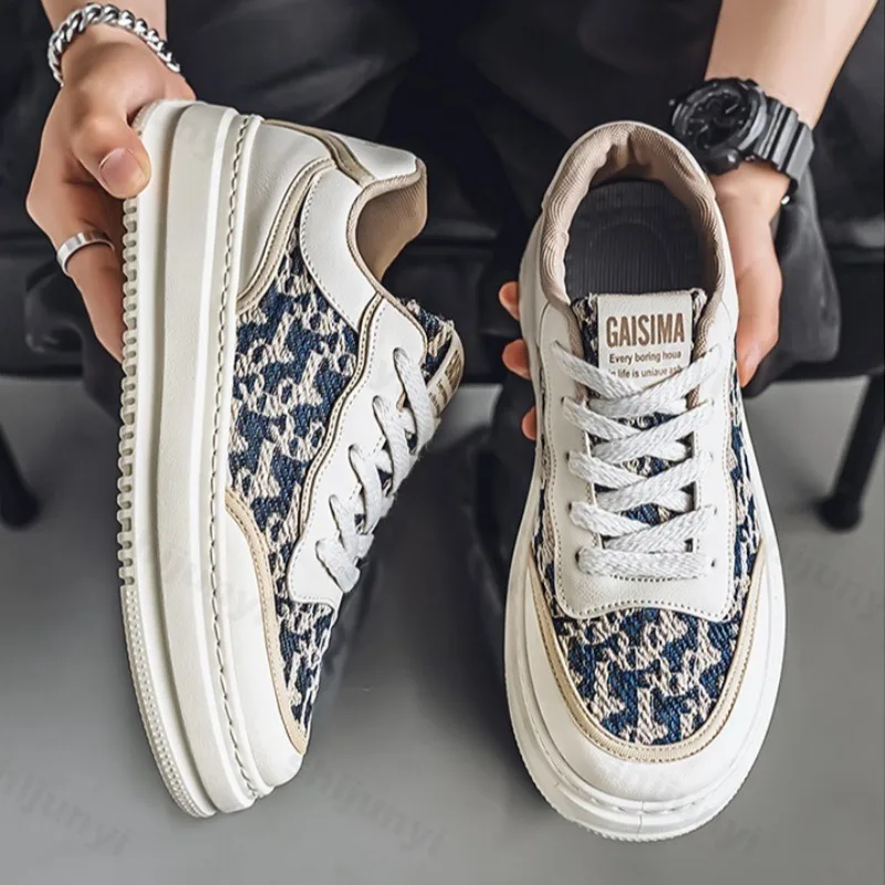 

2024, весенняя новая нишевая мужская повседневная обувь с низким берцем, модная трендовая удобная спортивная обувь на толстой подошве, нескользящие кроссовки на массивном каблуке