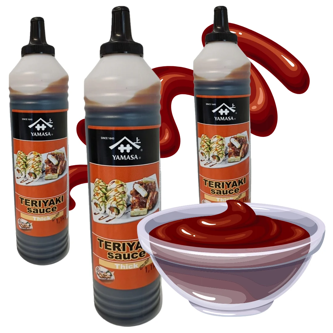 Yamasa sos teriyaki 3x1,1 kg. Aber 1l dicke Sushi-Sauce