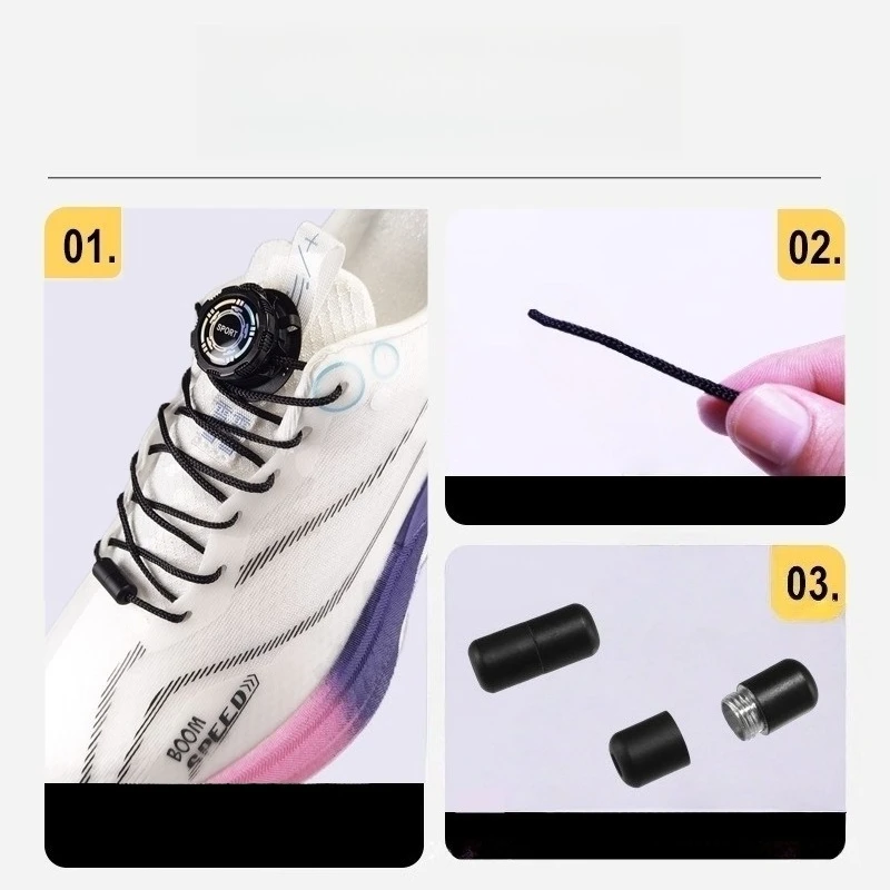 No-tie Lazy Shoelaces, Men's and Women's No-tie Outdoor Sports Accessories, Round Rotating Button Capsules, No Need To Tie Fixed