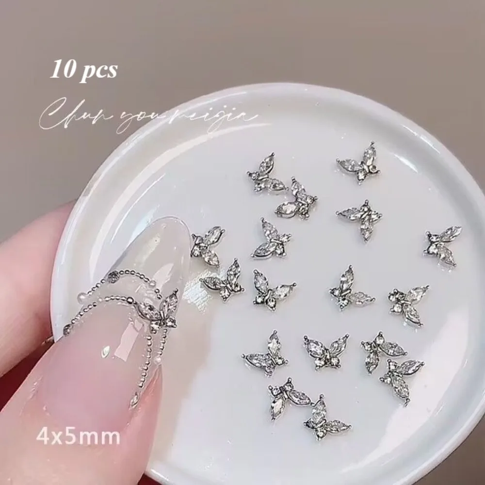 10pcs Butterfly Nail Art Diamond Metal Exquisite Mini Nail Jewelry Decoration Nail Art Decorations Nails Rhinestones