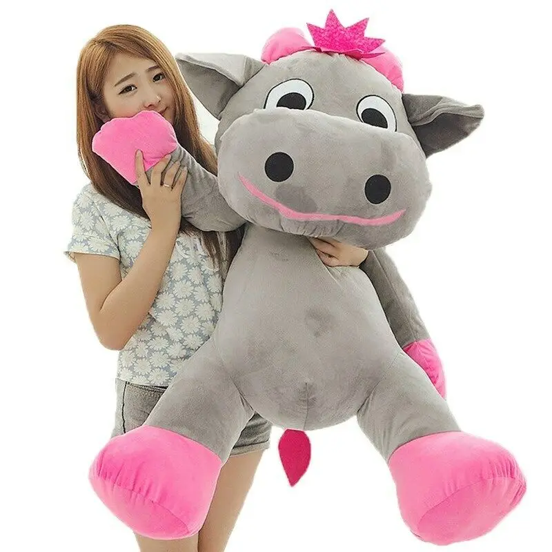 Cute Cow  Plush Toy Rose Gray Stuffed Animals Big Mouth Cow Doll Gift about 70cm Stuffed