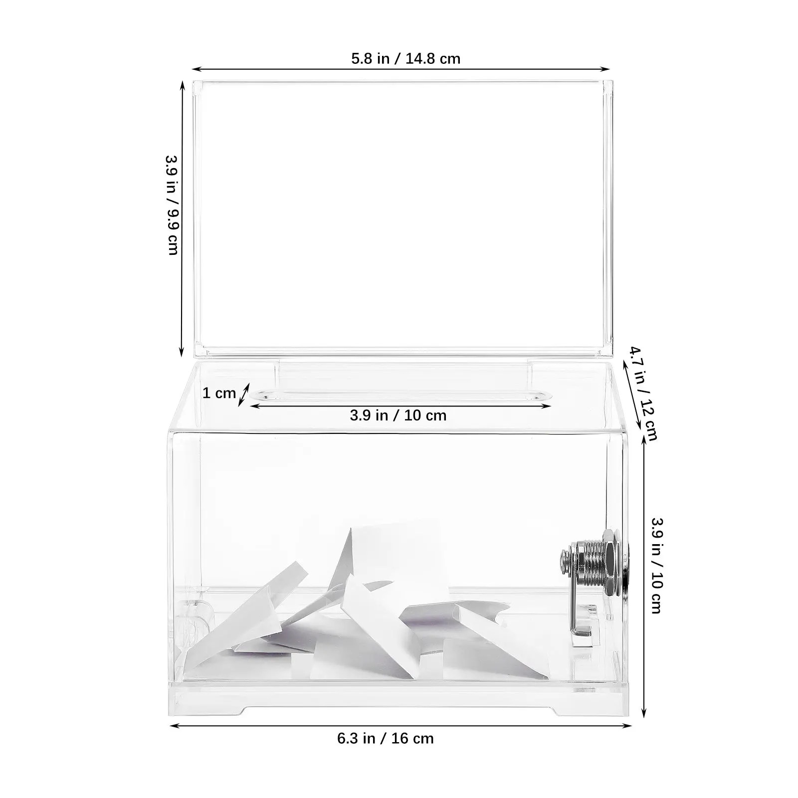 Transparent Acrylic Donation Box with Lock for Voting Suggestions Raffle Tickets Fundraising Charity Office Events Clear Ballot view 2