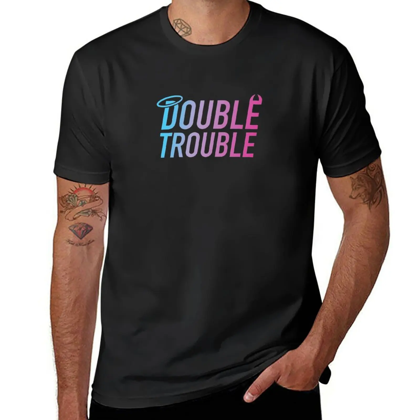 New double trouble merch T-Shirt animal print shirt for boys korean fashion aesthetic clothes Men's t-shirt