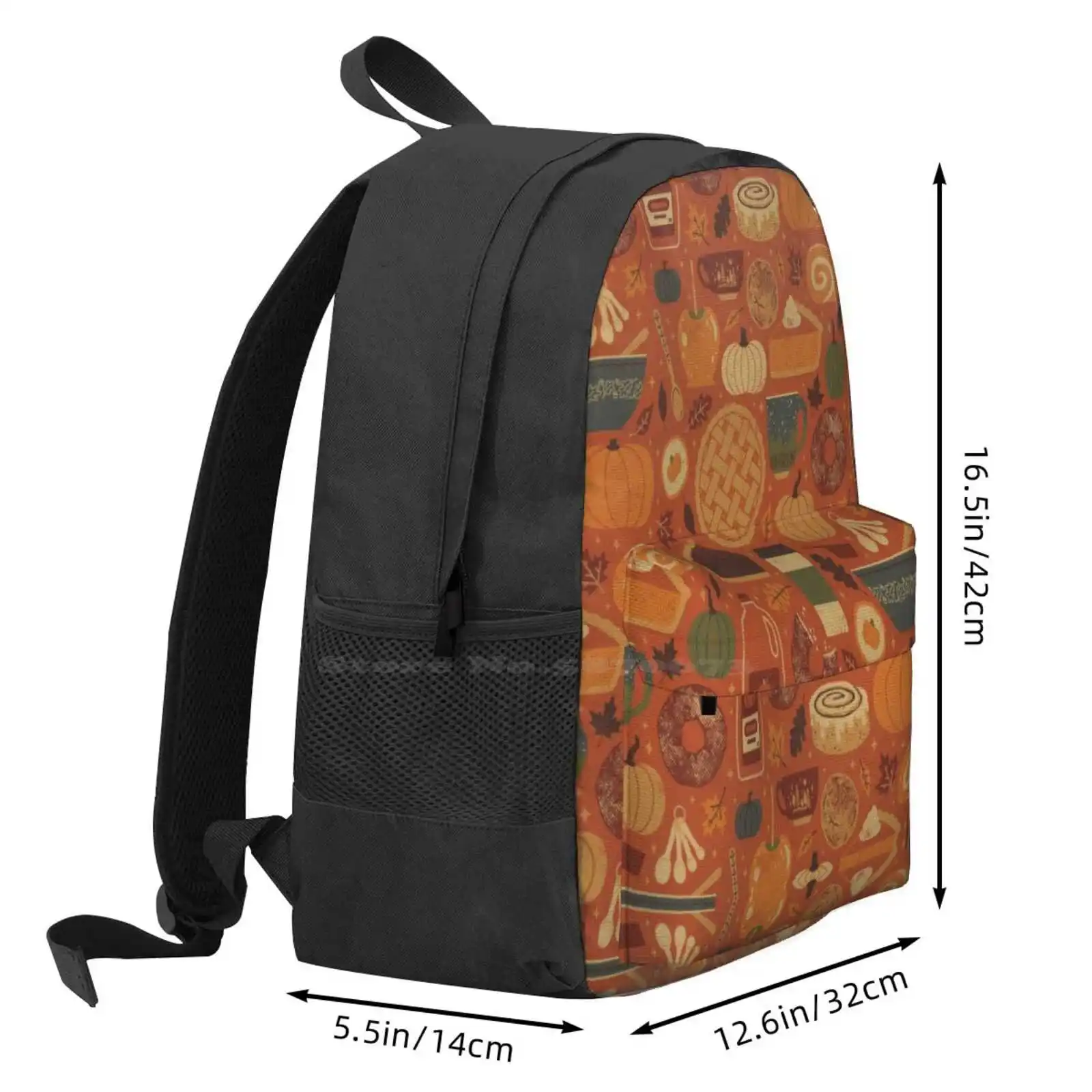 Mochila escolar de especias de calabaza, bolsas de moda, Otoño, Halloween, café, postre, pastel de manzana, gran oferta