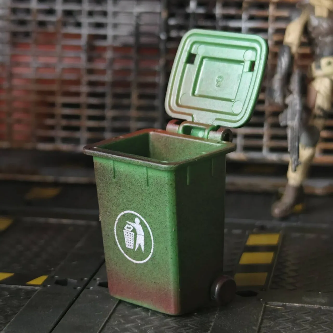 Diorama-modelo de cubo de basura, modelo de contenedor de saneamiento antiguo, juego de guerra, accesorios de escena de garaje, modelo