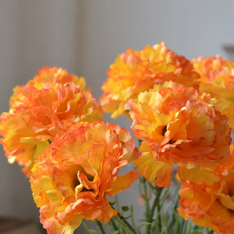 Artificial Flower Single Branch Carnation Flower Flower Bouquet Silk Material For Home Decoration Mother’s Day Living Room