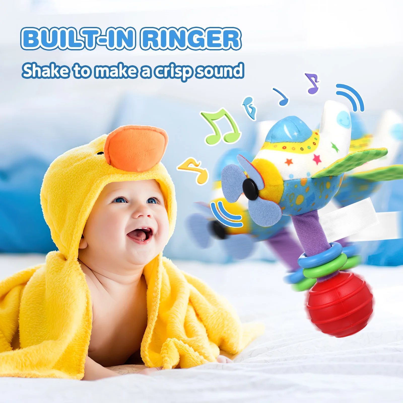 Baby Toys Rattle Bed Bell Hearing Training Infant Plaything Hand for Cartoon Cloth Newborn