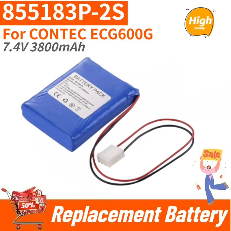 

855183P-2S High Quality Battery 7.4V 3800mAh for CONTEC ECG600G Brand New Replacement Battery