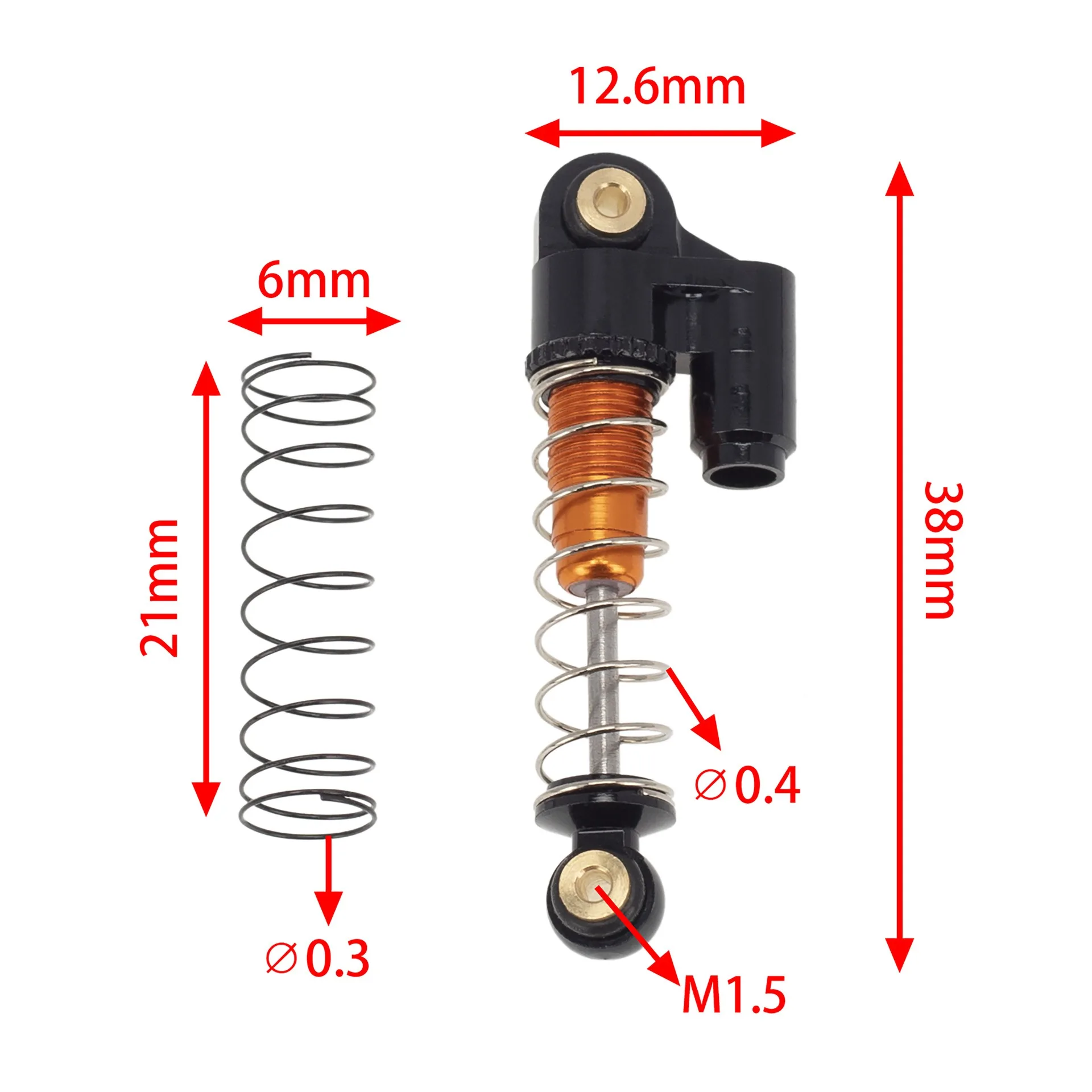 Amortyzator aluminiowy 38 mm do Axial SCX24 6×6 90081 Deadbolt C10 Wrangler