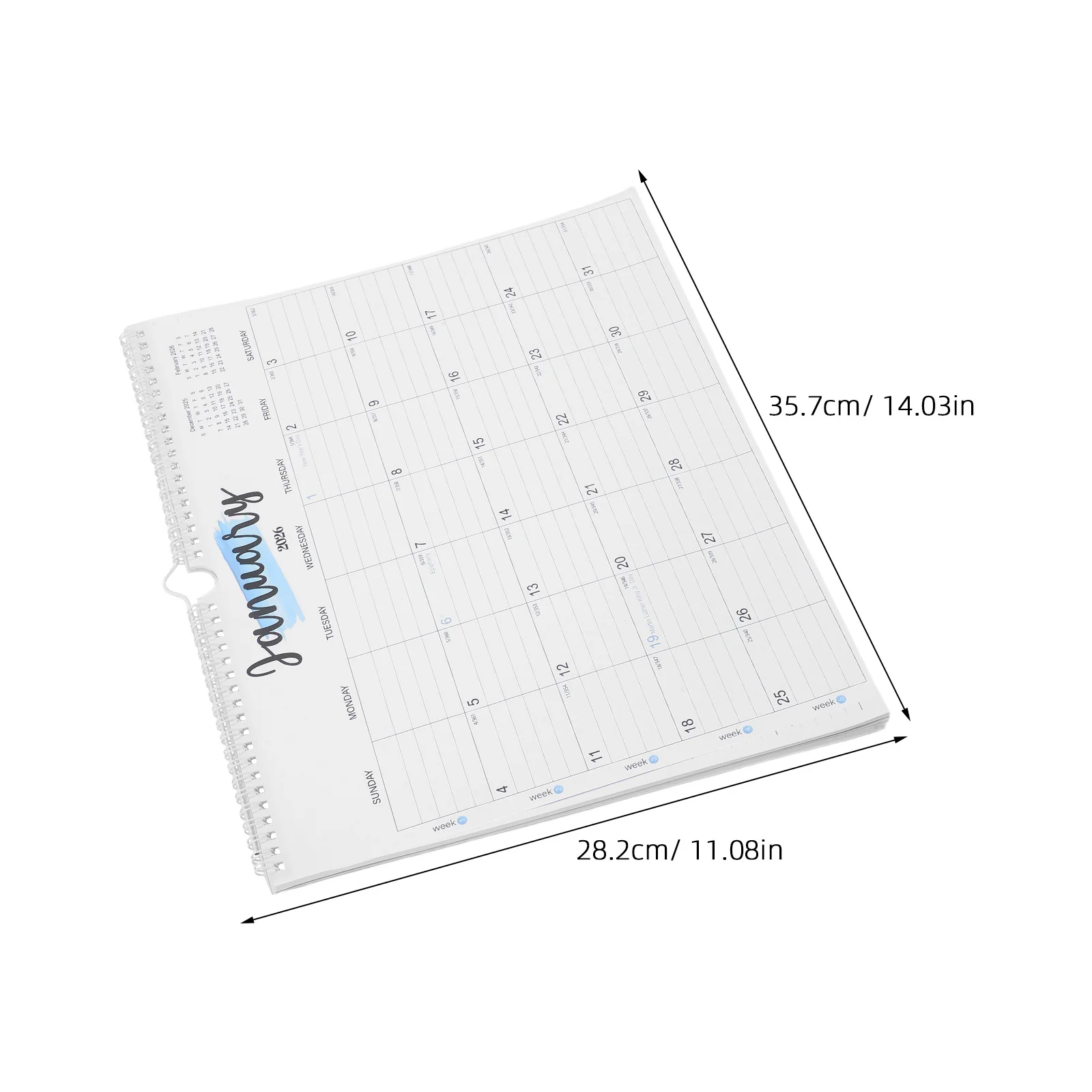 18-Month 2026 Wall Calendar Spiral Binding Large Block Monthly Planner For Home Office School Holiday Dates Twin Wire Hanging