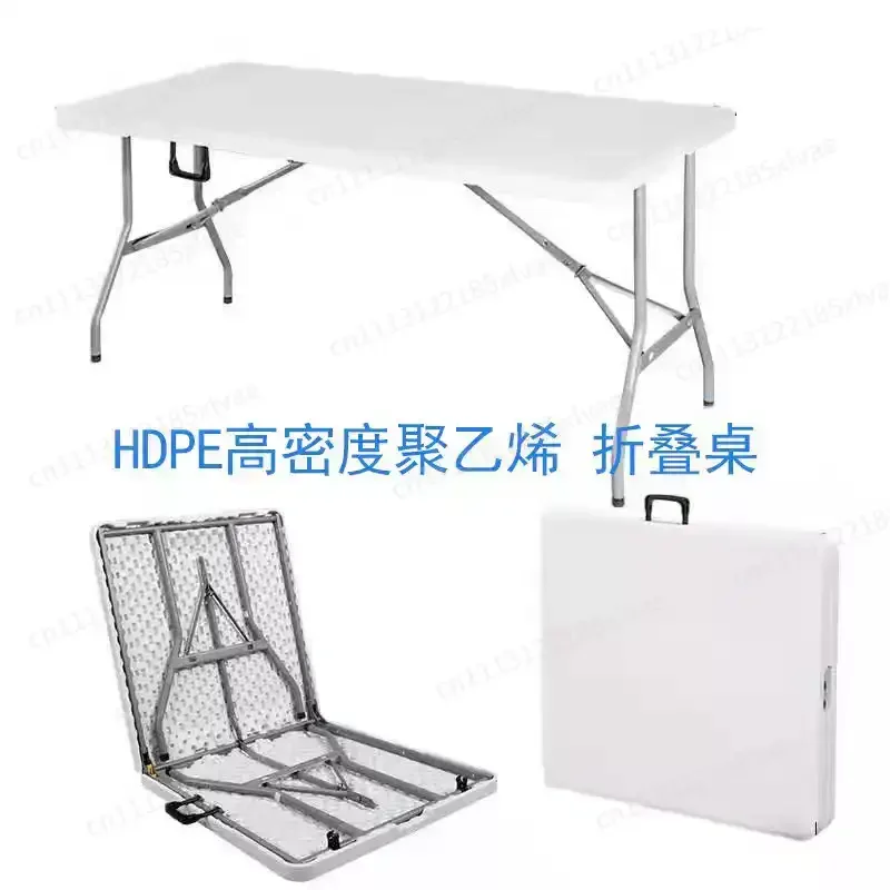 White Portable Outdoor Folding Table & Chair Set, 6ft/8ft Plastic Folding Table for BBQ, Picnic & Camping