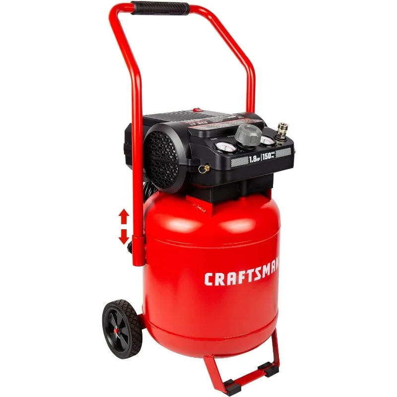 Compressor de ar Craftsman, compressor sem óleo de pico de 10 galões e 1,8 cavalos de potência, máximo de 150 PSI, ferramentas de ar compressor vertical