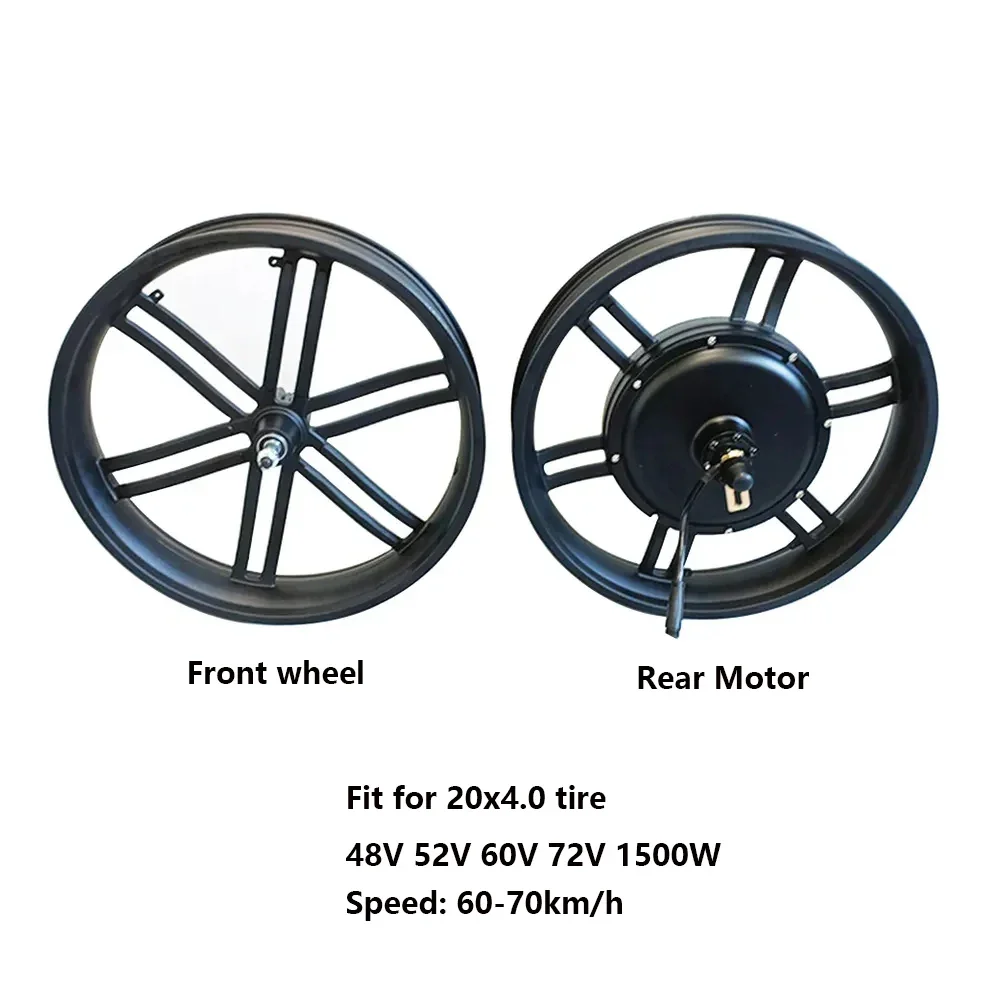 Best-selling 20*4.0 20 20x4 Inch Gearless 48V 60V 72V1500W Off-road Fat Tire Electric Bicycle Hub Motor With Front Wheel