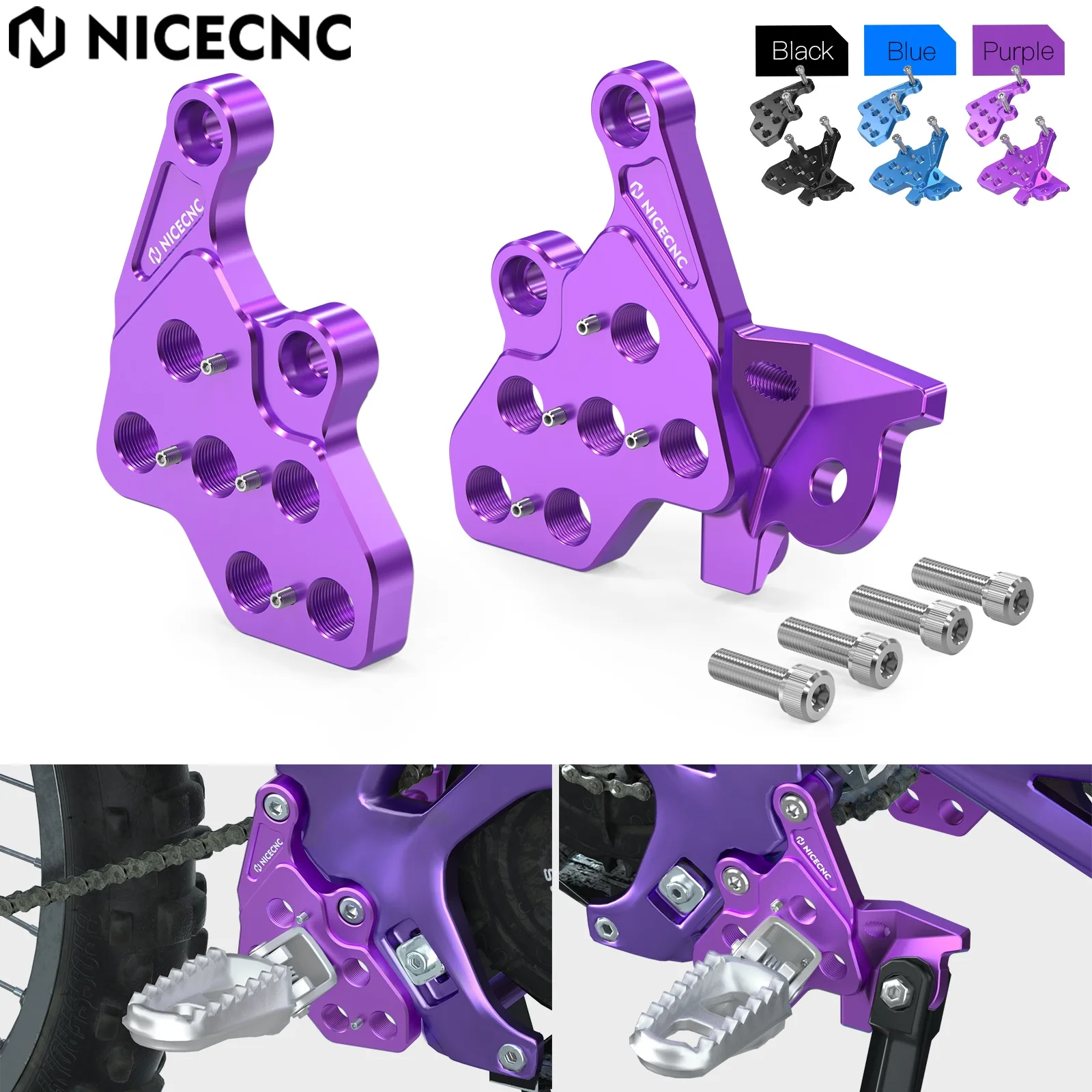 NICECNC For 2025 2024 2023 Surron Electric Bike Foot Pegs Bracket Package Kit For Surron Light Bee X S L1E Height Adjustable
