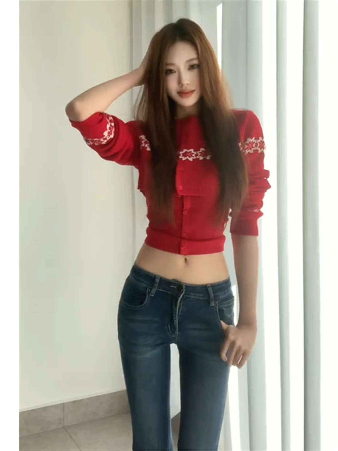 

American Vintage Low Waist Skinny Jeans Women's Spring Elastic Extended Length Hot Girl Pants Cotton Soft Washed Casual