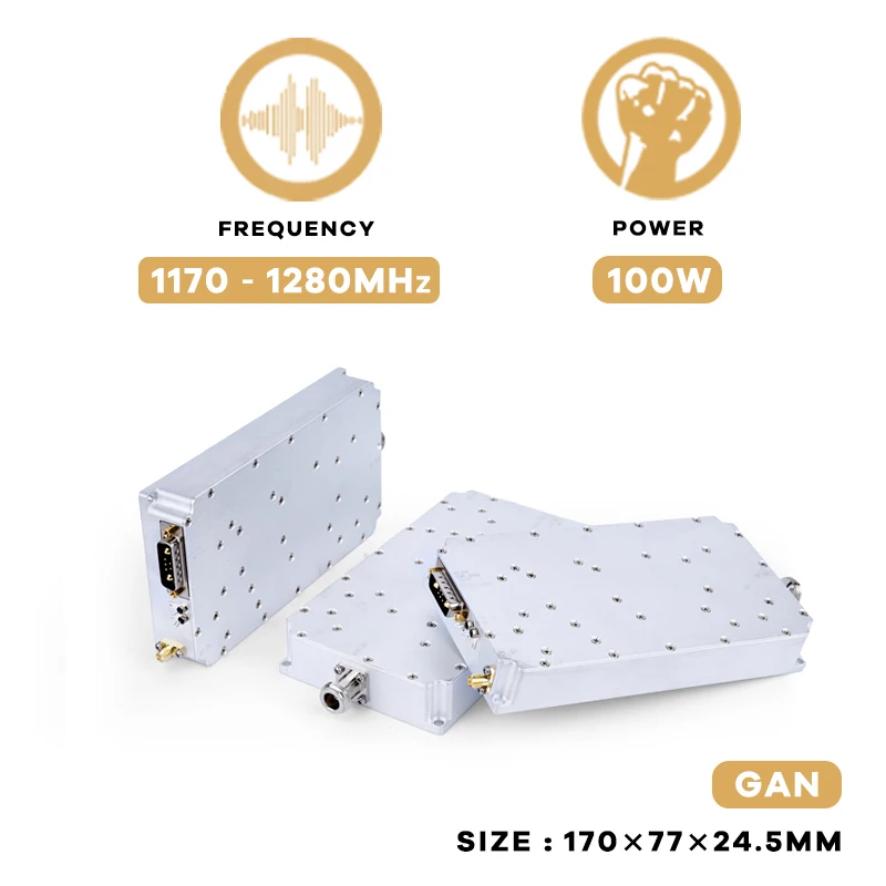 Bloqueando o módulo do amplificador de poder do RF do interceptor do sistema, Anti-zangão, FPV, UAV, C-UAS protegendo, 100W, 1170-1280MHz