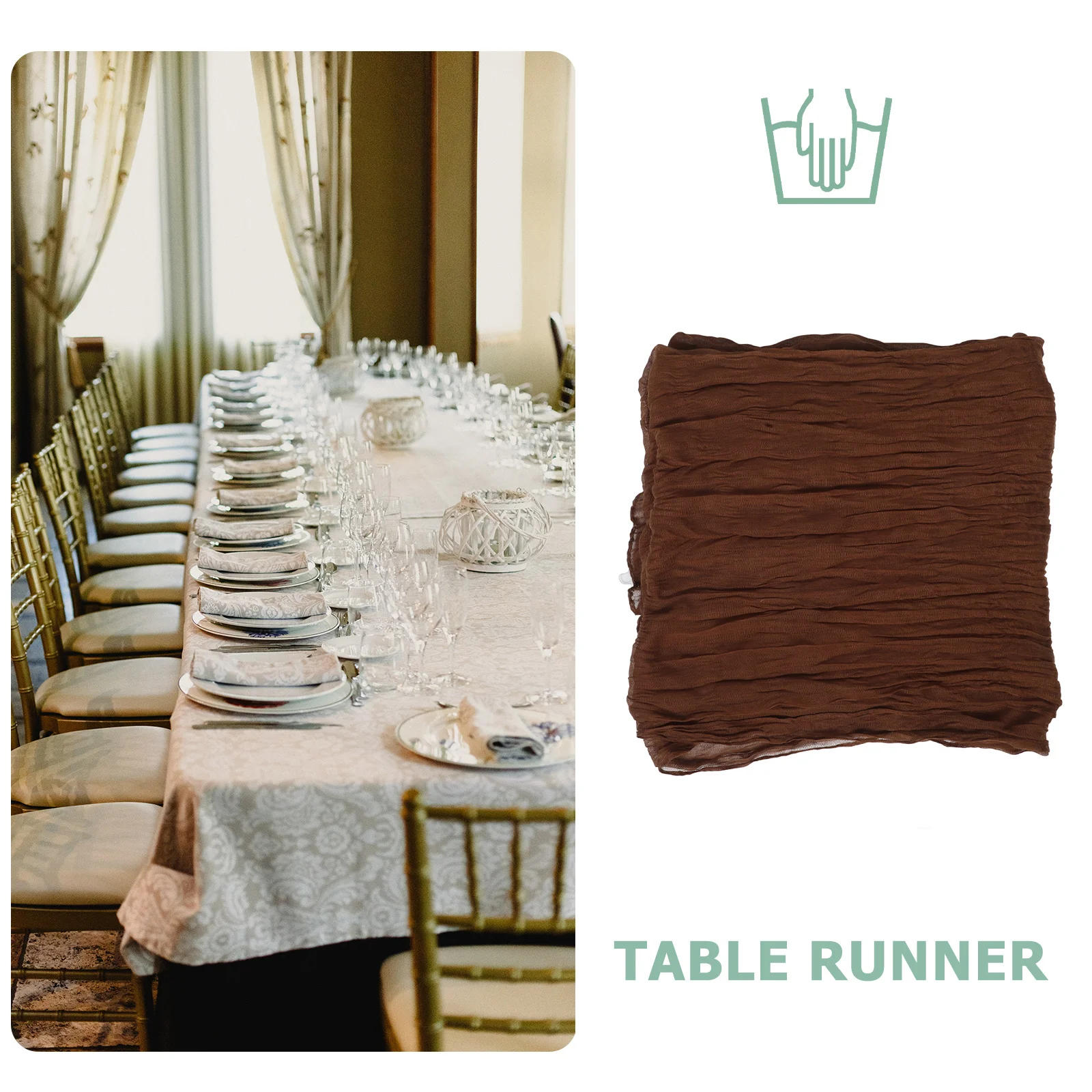 

5Pcs Boho Beige Cheesecloth Table Runner 35x118 Pleated Rustic Wedding Shower Dining Party Decorations Birthday Table Runner