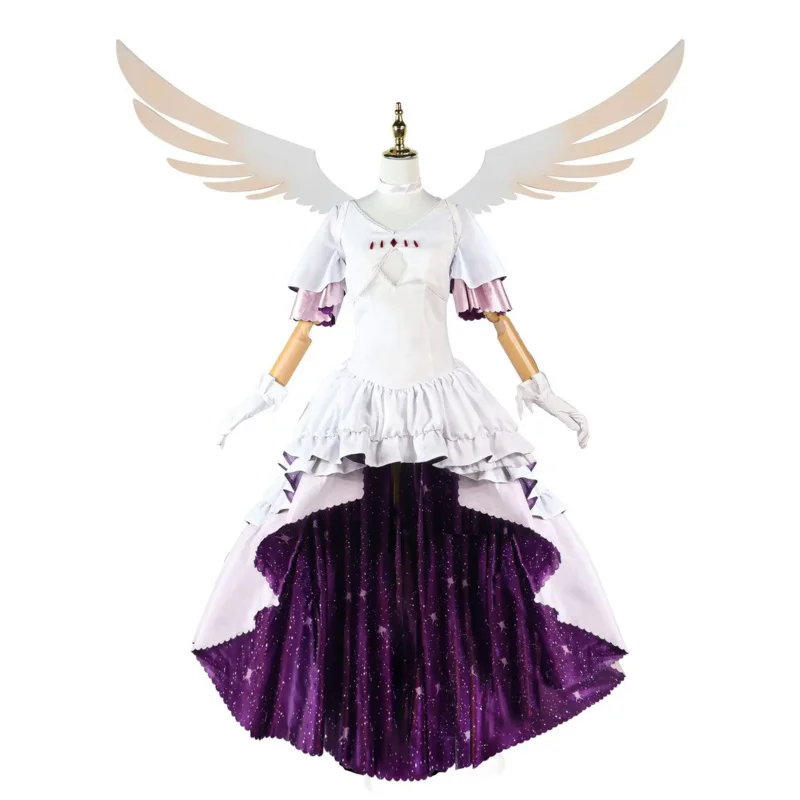 Anime Puella Magi Madoka Magica Kaname Madoka Cosplay Costume Goddess Skirt Evening Dress Wing Woman Sexy Carnival Suit