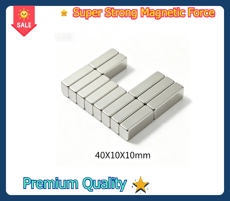 40x10x10mm Powerful NdFeB Rectangular Block Magnet Super Strong Neodymium Magnet For DIY Handmade Home Decor Crafts
