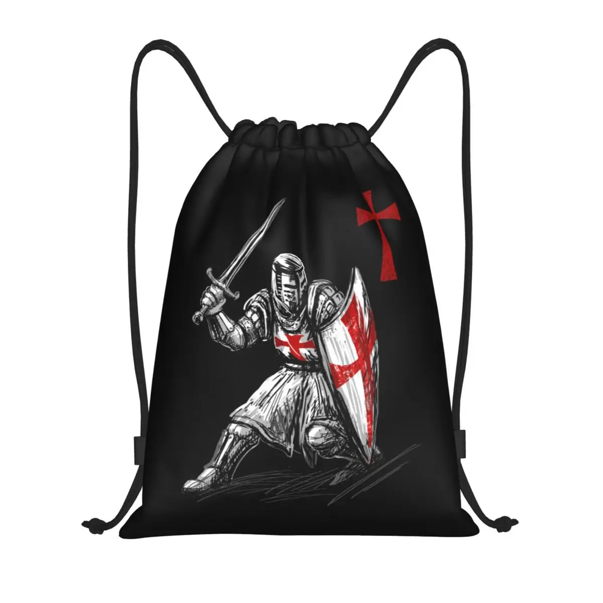

Knight Templar Crusades Knights Christian Warrior Drawstring Backpack Sports Gym Bag for Women Men Training Sackpack