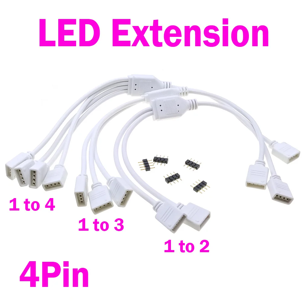 

LED Splitter Cable 4Pin RGB extension Connector Cable WIRE 4Pin 1 to 2 3 4 for 5050 3528 RGB LED Strip light with 4Pin Plugs