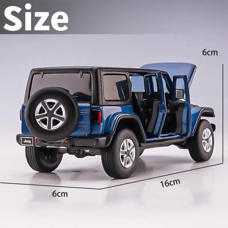 1:32 Jeep Wrangler Sahara Diecast Toy Car Model SUV Miniature Free Wheels Doors Openable Sound Light Collection Gift for Boy Kid