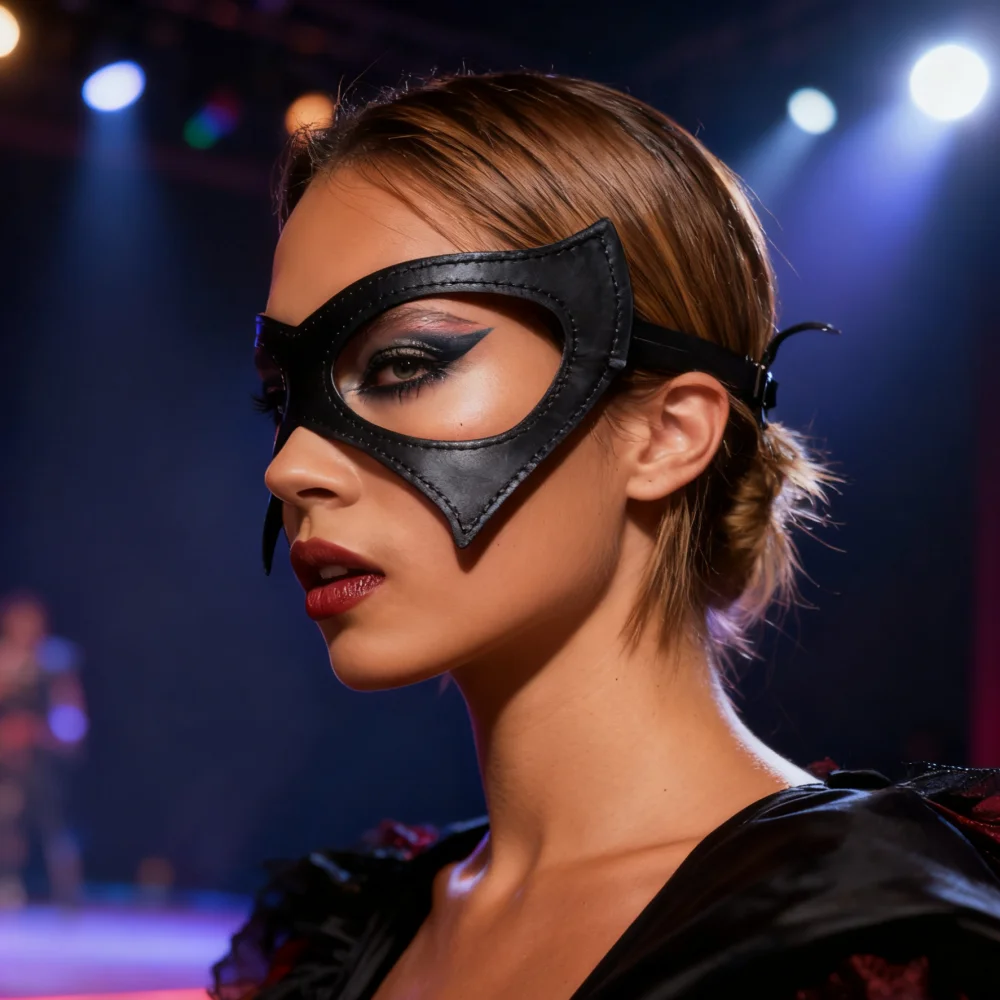 قناع نسائي قطة، قناع جلدي للوجه والقطط للنساء والفتيات، قناع تنكري لحفلات الهالوين الكرنفالية #1