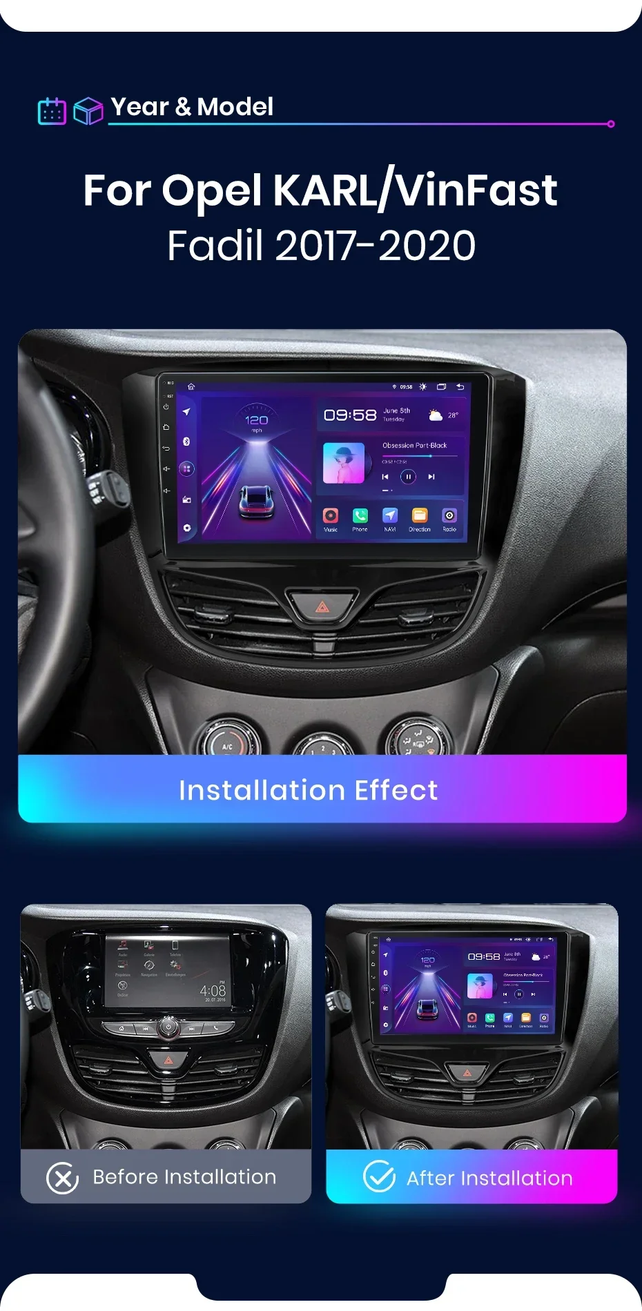 Junsun drahtlose carplay android auto radio für opel karl 2017 2018 2019 2020 auto intelligente systeme rds bt dsp 2 din autoradio – Detail 6