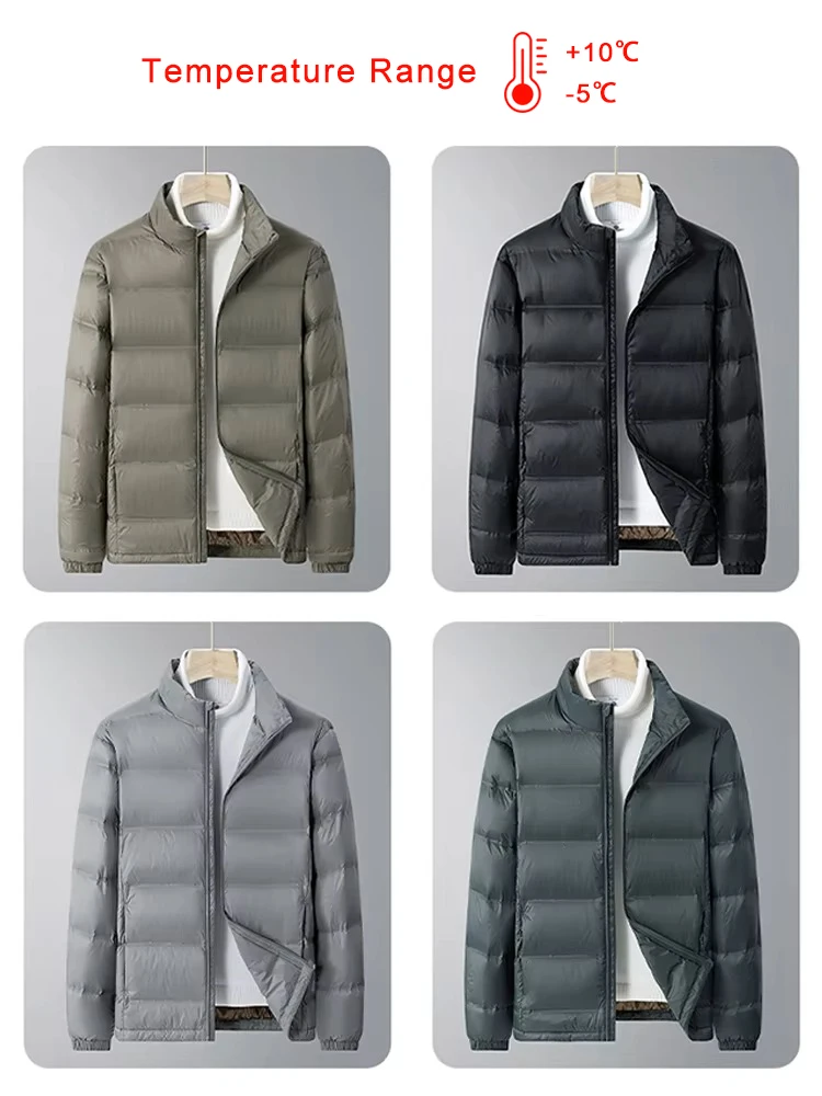 Winter Men's Puffer Jacket Business Casual Stand Collar Windbreaker Coat White Duck Down Padded Warm Down Jackets Big Size 8XL