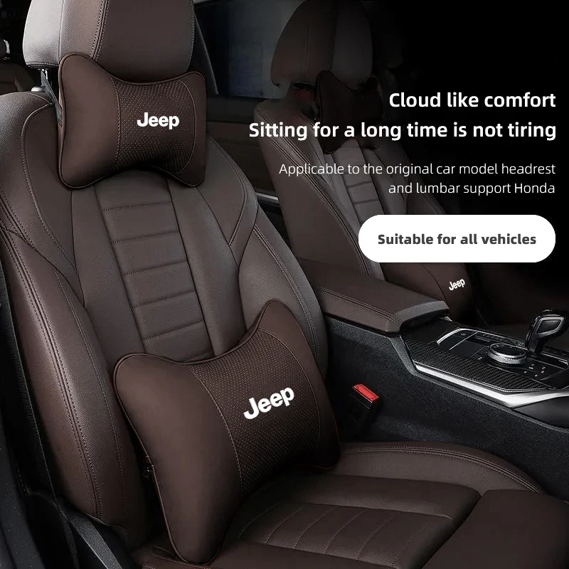 سيارة مقعد الرقبة وسادة جلدية مسند الرأس كرسي داعم للخصر القطني ل جيب جراند شيروكي رانجلر JK المصارع البوصلة رينيجيد #4