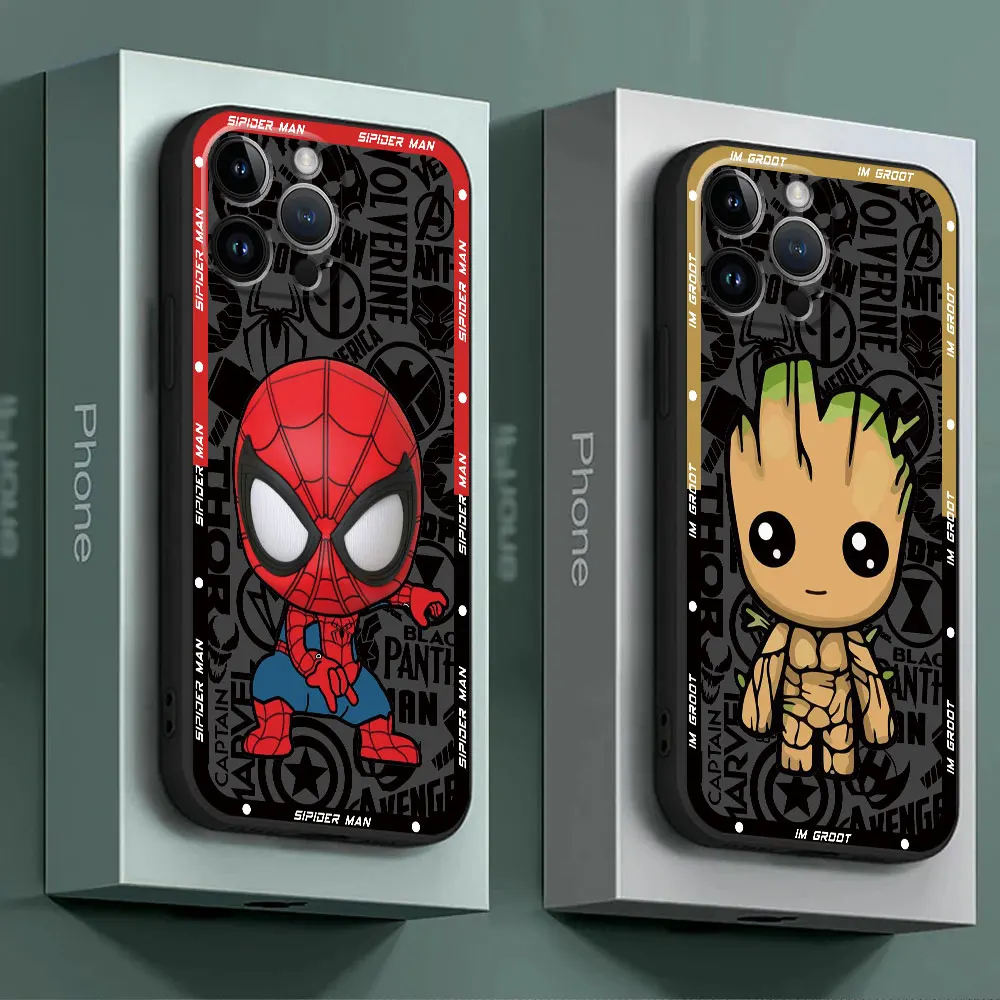 Marvel Sipider Man Groot Phone Case for Apple iPhone XR 12 14 Pro 16 7 8 Plus 13 Mini XS Max 11 Pro 15ProMax SE Matte Cover