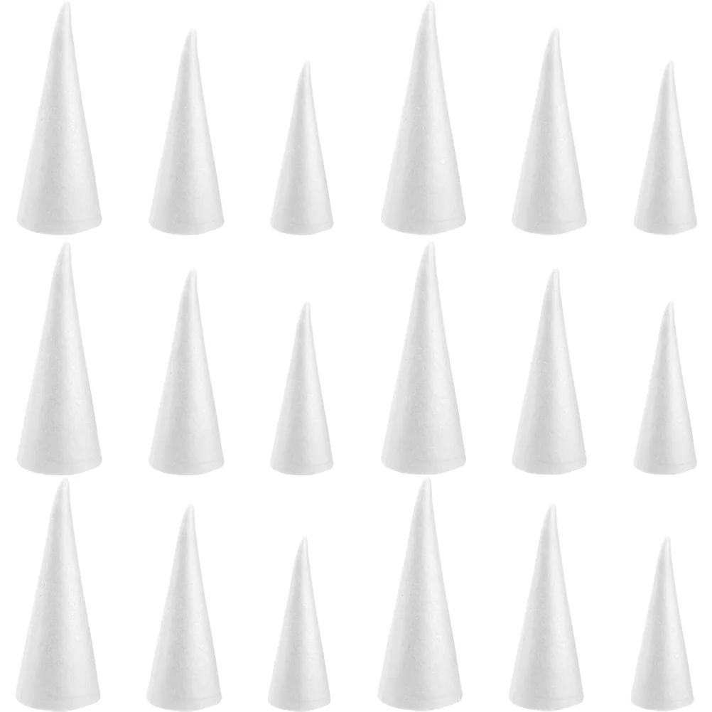 

18 Pcs Foam Tree Cones White Painting Decorations Pylons Sports Drawing Child