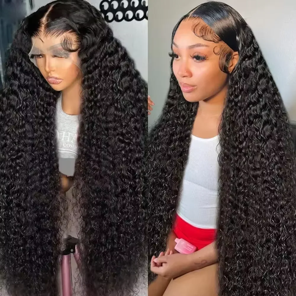 

Парик из натуральных волос Deep Wave 30-46 дюймов, 13x6, 13x4, HD Lace Front, 220% Remy Curl, 360 Full Lace Frontal, для чернокожих женщин