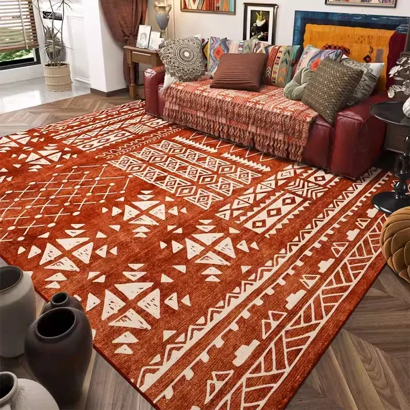 VIKAMA Carpet for Living Room Retro Bohemian Floral Abstract Large Area Rug Home Decoration Pastoral Ethnic Style Bedroom Mat