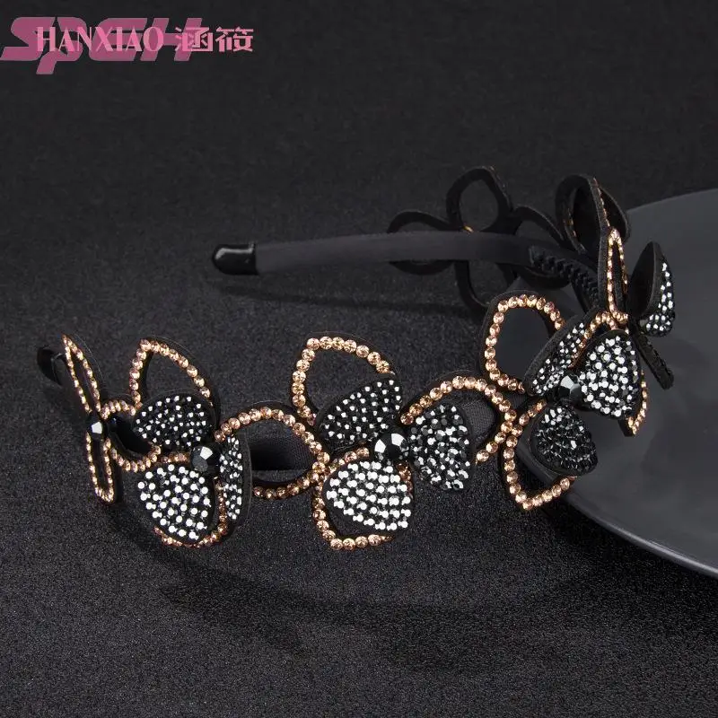 Headband Rhinestone hollowed out three-dimensional flower hair band girlish diamond crystal anti-skid hairpin