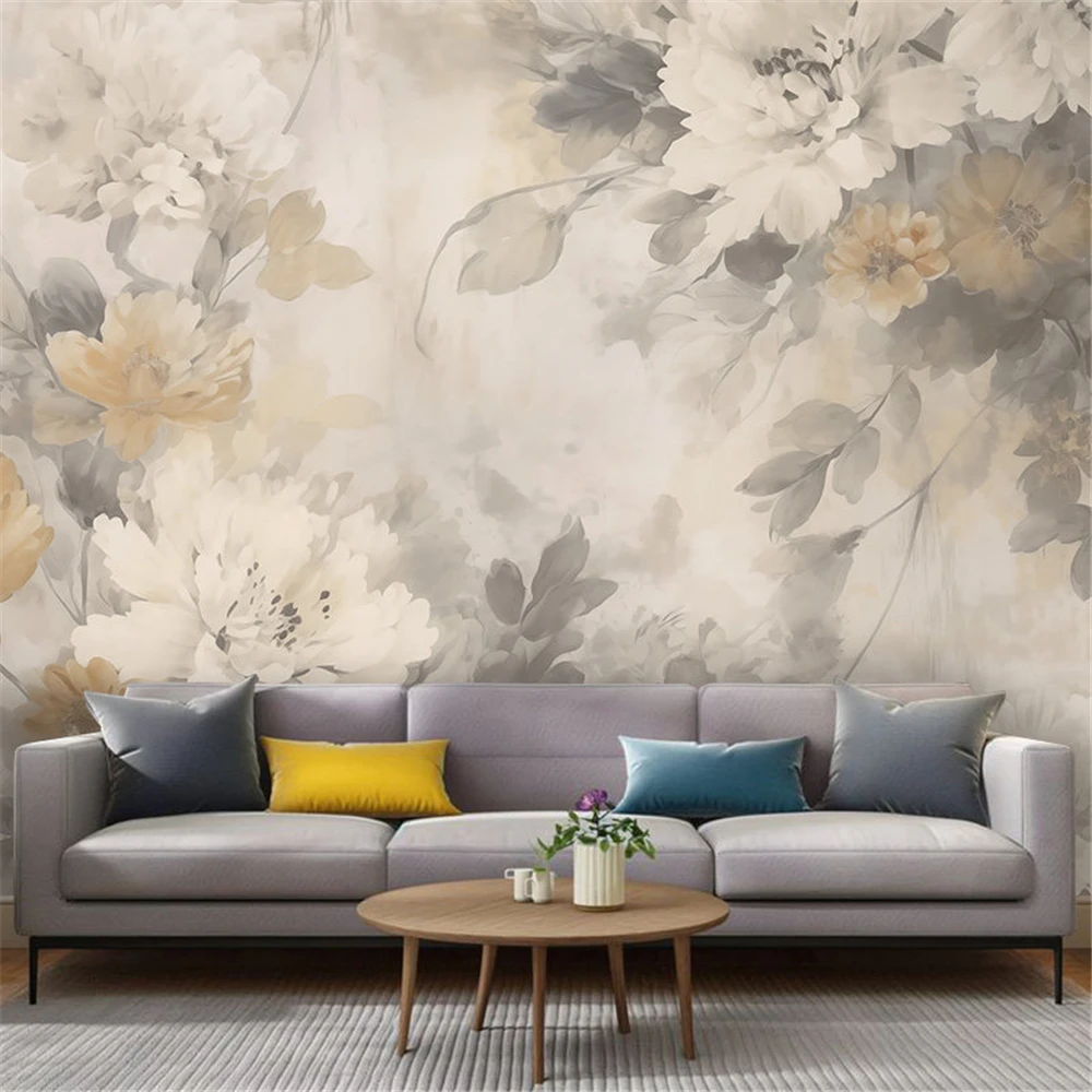 Custom Nordic minimalist American Mural Wallpaper Modern Living Room TV Sofa Background 3D Retro flower Wall paper wall Painting