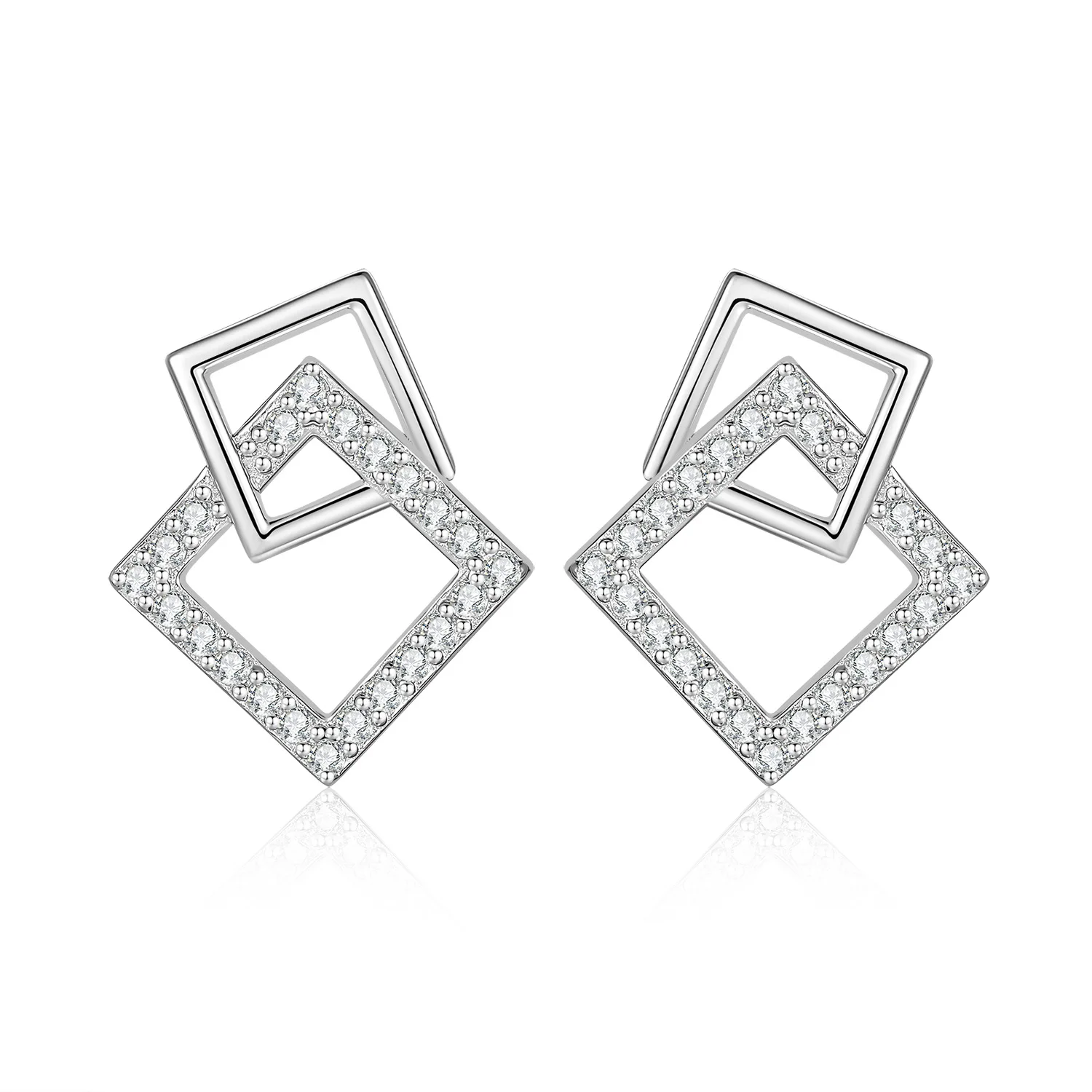 

Серьги GLMS S925 из стерлингового серебра с муассанитом для женщин, геометрические квадратные, простые, в минималистском стиле, изысканные, высококачественные
