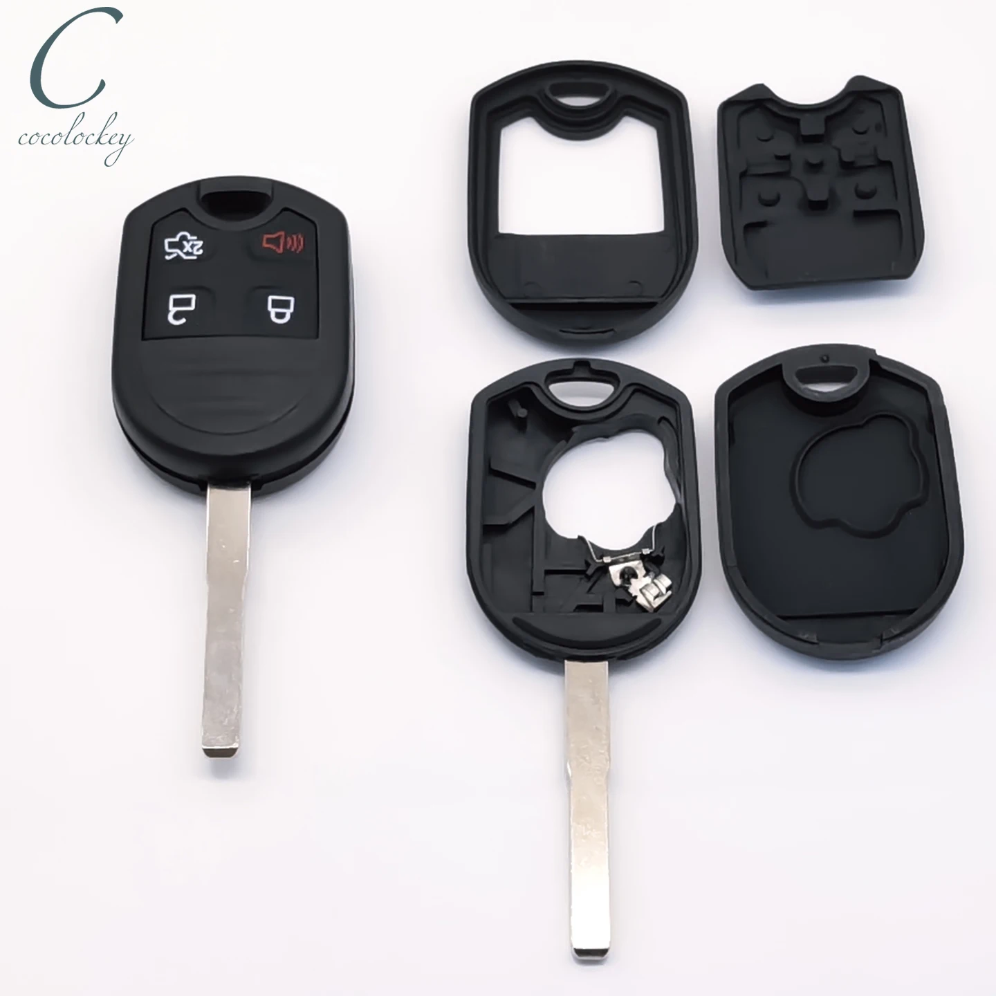 

Cocolockey 4-кнопочный удаленный автомобильный ключ, чехол-брелок для FORD FIESTA C-MAX FOCUS, пустая головка, автомобильные ключи, необрезанные HU101, без логотипа, 2 шт.