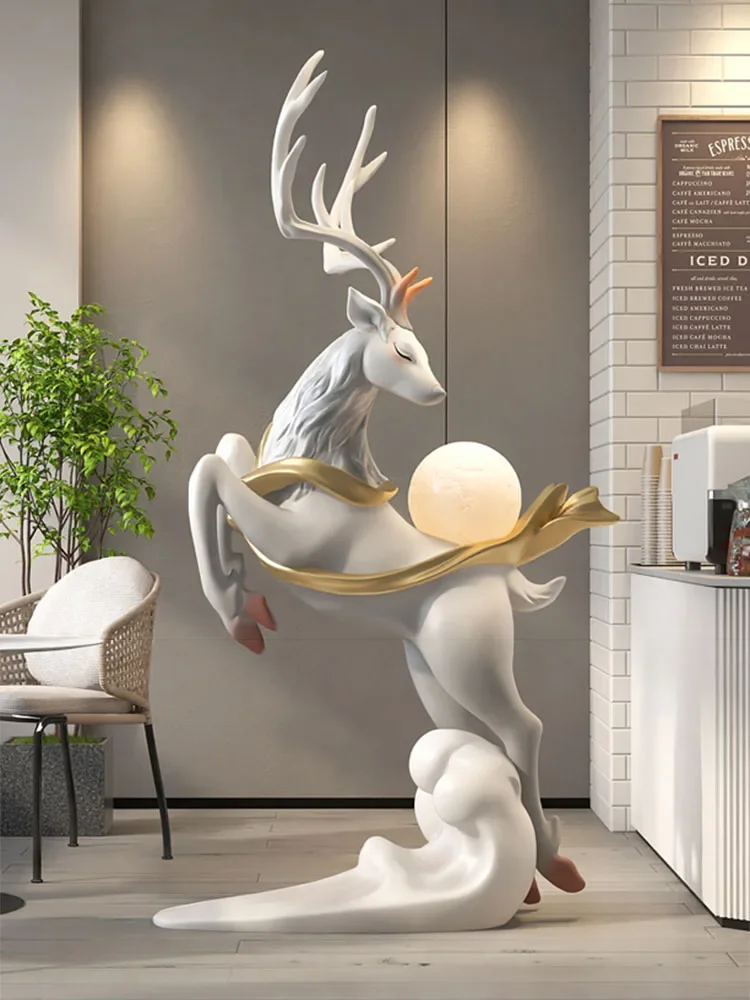 120cm Sculpture Creative Large Deer Statue Floor Decoration Living Room,Foyer,Sofa Side Lamp Ornament,Home Decor,Customized