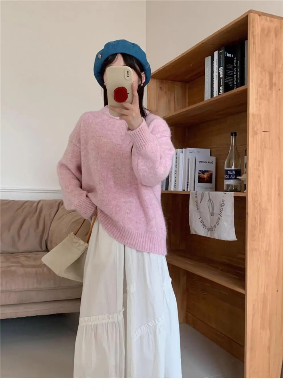 

Korean Casual Fashion Autumn Winter New Arrival Sweet Color Ladies Thickened round Neck Sweater Soft Cozy Lazy Style Long Sleeve