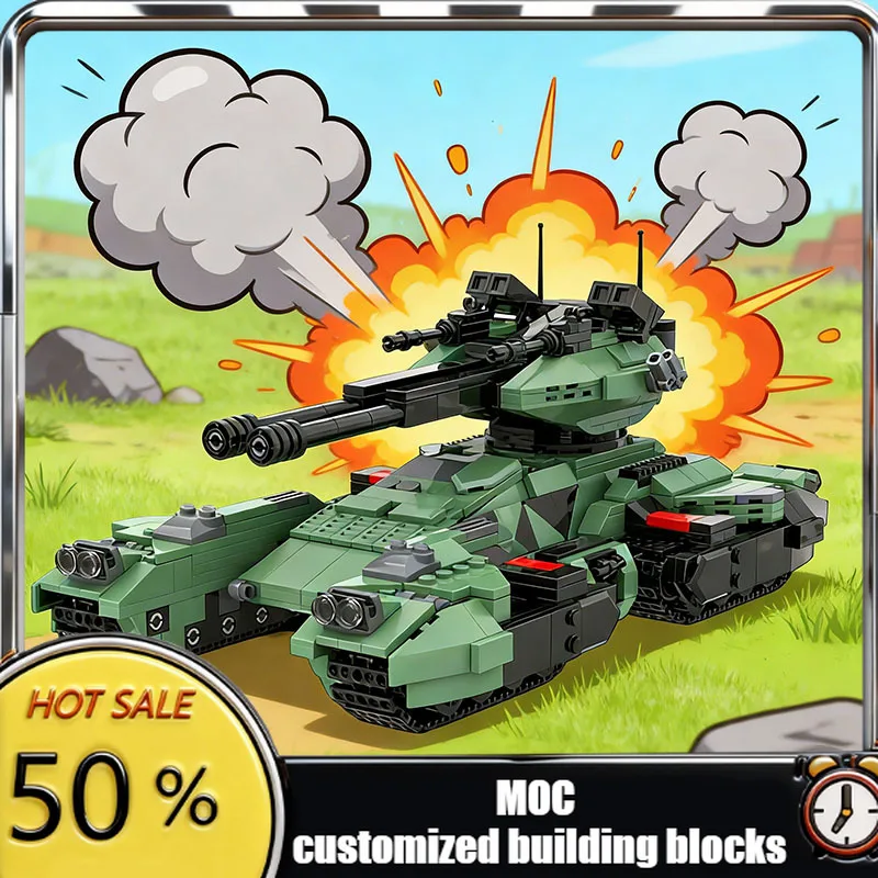 

Набор для сборки боевого танка Grizzly MOC, 1351 деталь, модульный конструктор, креативный дизайн, развивающая игрушка, простой DIY-набор, подарок на день рождения
