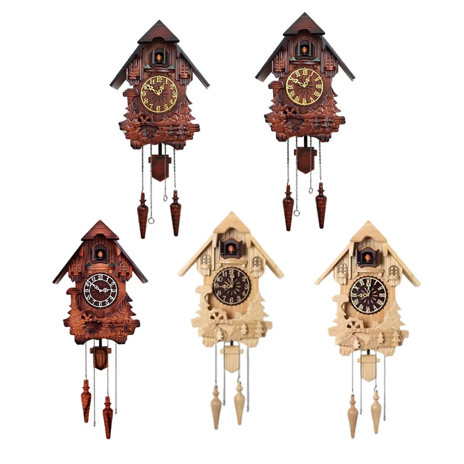 

Wooden Cuckoo Clock Gift Singing Bird Clock Vintage Antique Decorative Decoration for Hotel Bedroom Restaurant Living Room Cafe