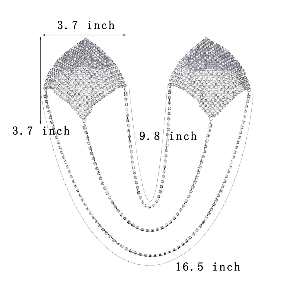 Sexy 1 Pair Rhinestone Nipple Pasties Stickers Women Multilayer Metal Chain Tassel Nipple Cover Reusable Nipple Cover For Party