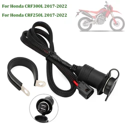 For Honda CRF300L CRF250L Rally Dual USB Accessory Outlet Socket Power '17 2017-2022 With Dust Cover On Plug And Play