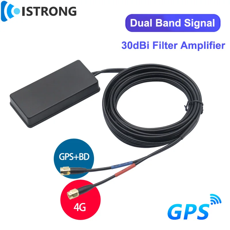 Outdoor 4G+GPS Dual Band Antenna With 30dBi Filter Amplifier Car Satellite Navigation Positioning Mobile Network Signal Booster