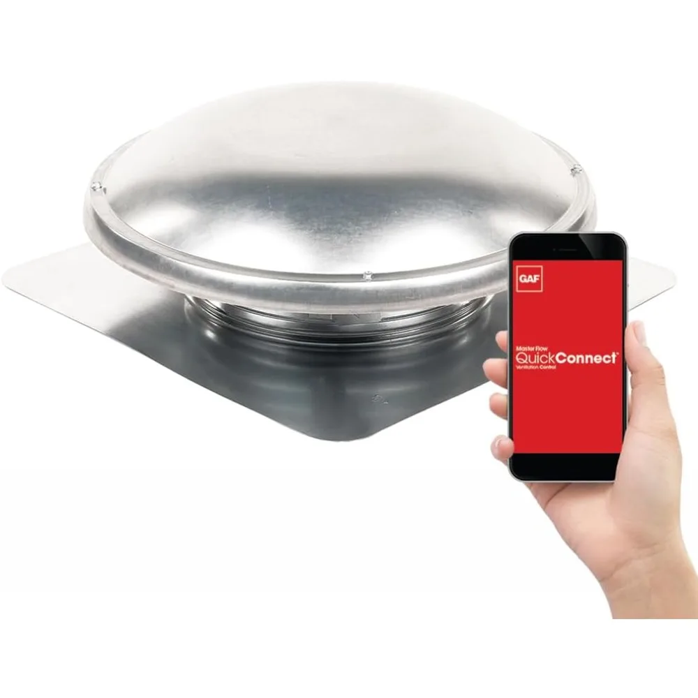 مروحة طاقة ذكية ذات سعة عالية لتدفق الهواء مزودة بتقنية Wi-Fi 1250 CFM مع توصيل سريع باللون البني لأنظمة GAF للتدفق الرئيسي