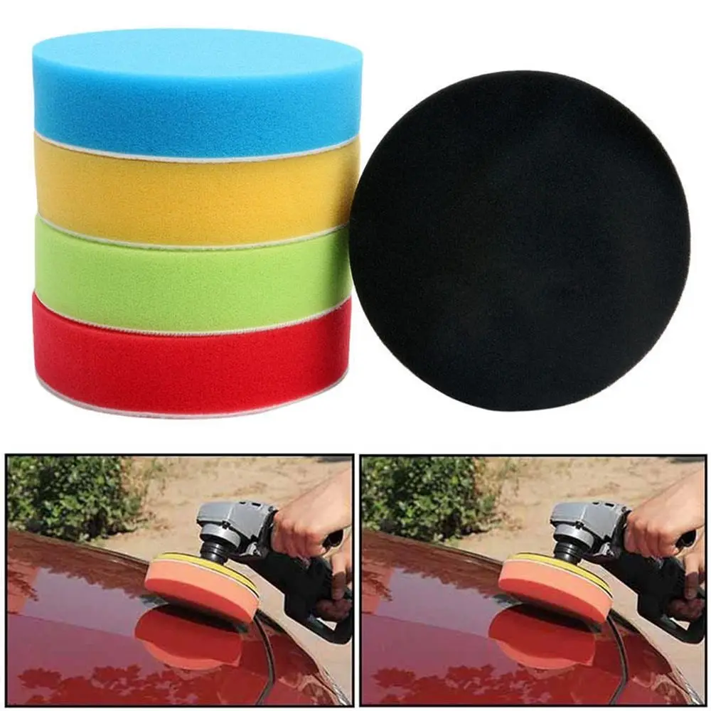 5Pcs Flat Car Polishing Foam Buffing Sponge Pad Kit for Car Polisher 3/4/5/6/7