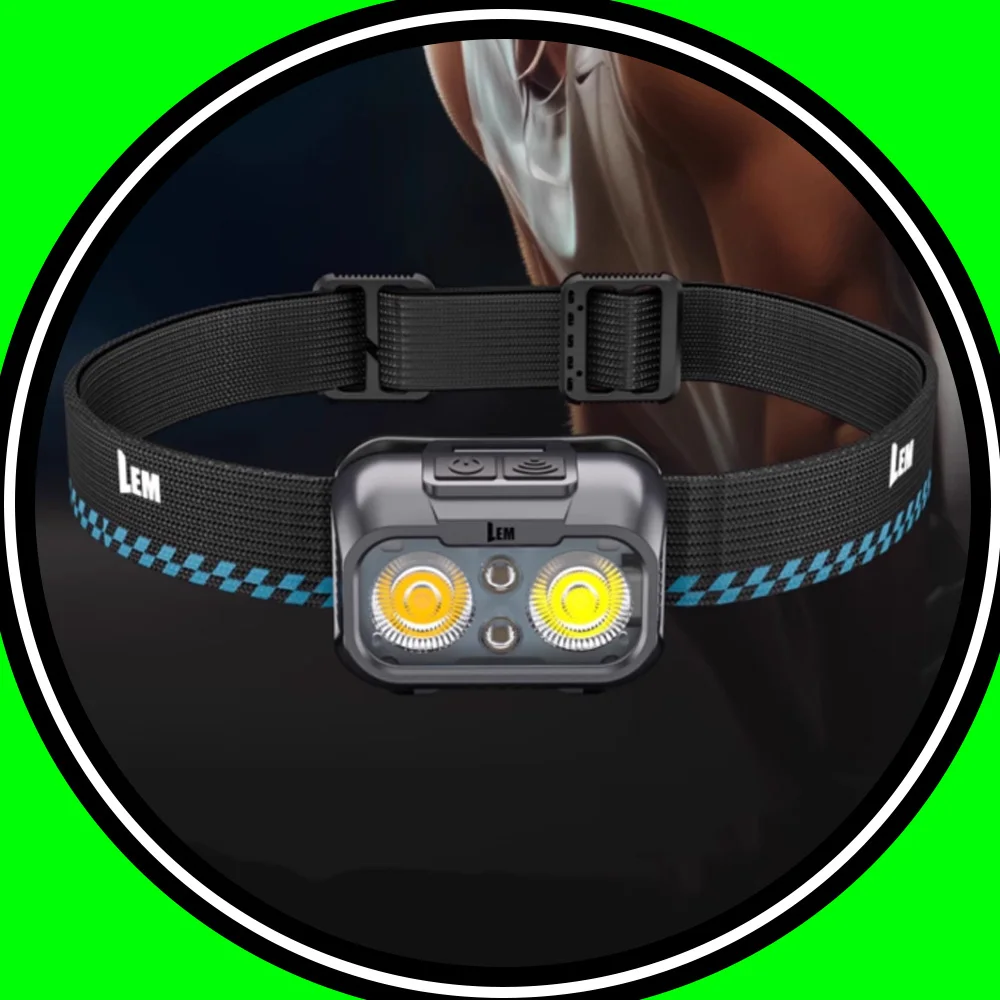 LEM L28 Pro Powerful Headlamp Outdoor Climbing Head Lamp Flashlight 1300mAh 600LM Rechargeable Fishing Lantern Head Torch
