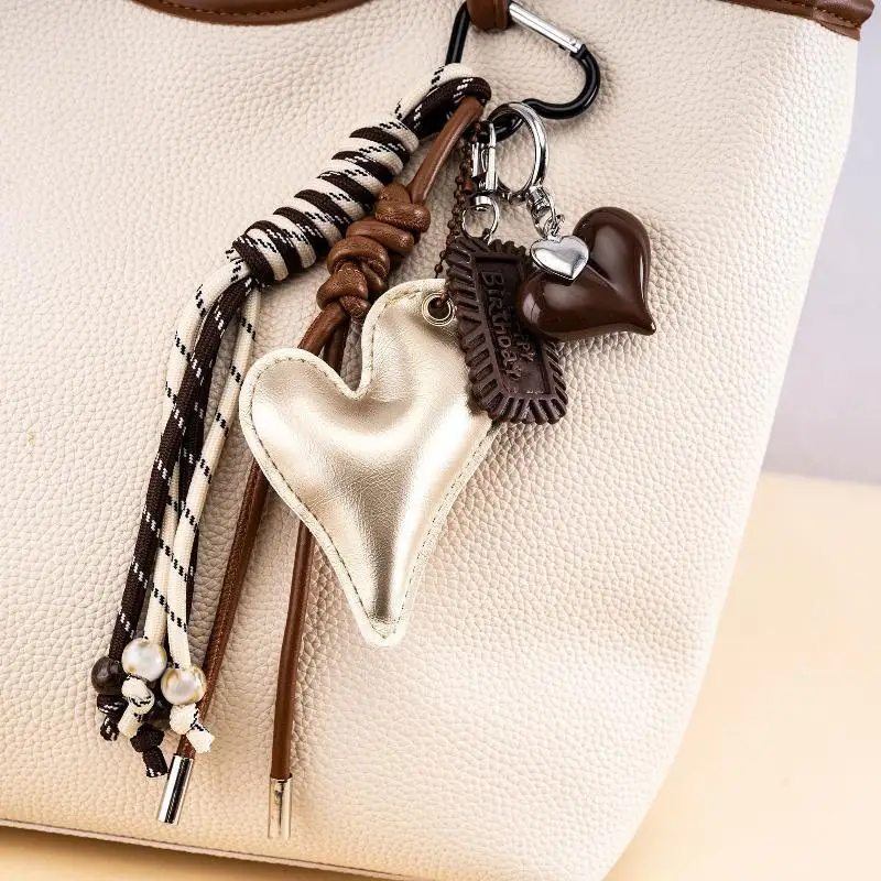 Niedlicher Croissant-Schlüsselanhänger aus PU-Leder mit geflochtenem Schlüsselband, süße Anhänger, perfekt als Taschenanhänger, Schlüsselzubehör, Geschenk. – Detail 2